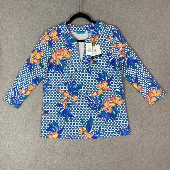 Tori Richard Womens M Ornamental Layla Top Hawaiian All Over Print - Picture 1 of 5